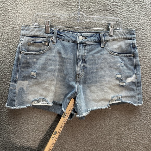 Time And Tru Shorts Womens 14 Blue High Rise Cut Off Distressed Denim Preppy - Picture 5 of 8